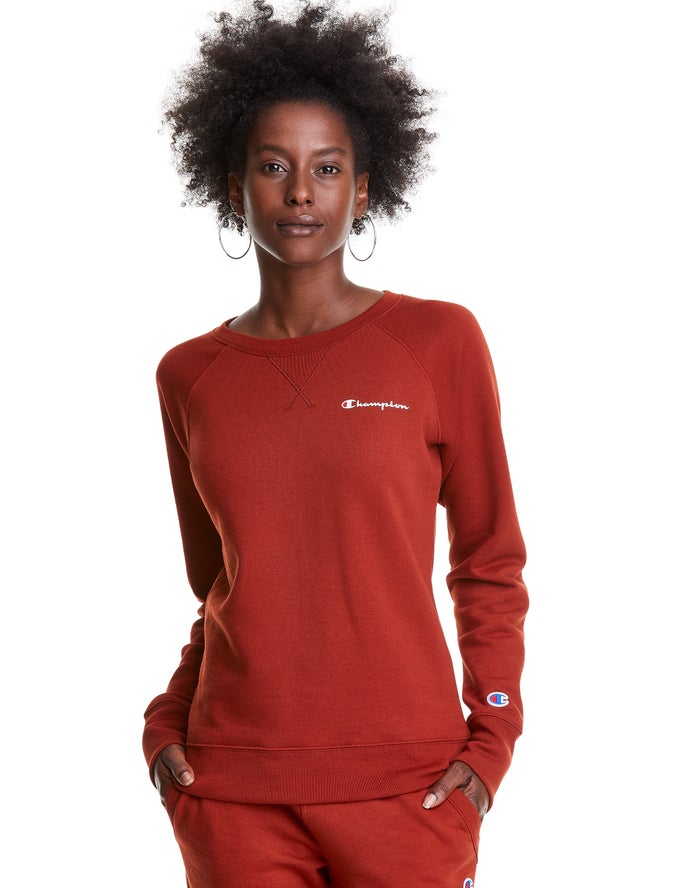 Sudadera Champion Mujer - Powerblend Fleece Classic Crew Script Logo ( Marrones ) 8695173-UV